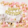 Pink Happy Birthday Decoration Combo - 101Pcs Set Foil Banner And Balloons For Princess Girls Adult Wife Girl Friend 18th 30th Birthday Party Decoration