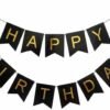 Black and Gold Happy Birthday Banner Decoration for Boys, Girls, Boyfriend, Girlfriend, Husband,Kids Bday Celebrations,Bunting Tags,Flag Decorative Items Decor
