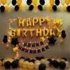 Happy Birthday Balloons Quarantine Theme Decorations/Black Gold Supplies/Foil balloon,Latex Balloon, Star and Banner Items Decoration Kit for Kids & Adult - 42 Pieces