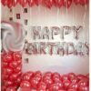 (Pack of 43) "Happy Birthday" Letter Foil Balloon Set, 13 Letters (Silver) + HD Metallic 10 Inch Red Balloons 30 Pcs Balloons  for Birthday Decoration