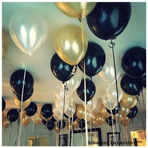 (Pack of 43) "Happy Birthday" Letter Foil Balloon Set, 13 Letters (Silver) + HD Metallic 10 Inch Gold, Silver & Black Balloons 30 Pcs Balloons  for Birthday Decoration - Image 4