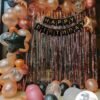 Rose Gold Birthday Decorations Combo Black Banner With Confetti Balloons, Star Foil Balloons, Foil Curtain for 1st 18th 21st 25th 50th 60th 30th Decorations - Set of 68