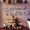 Helium Letters Foil Balloon Banner, Metallic Balloons, Silver Golden Black Decor Happy Birthday Balloons Decoration Kit Items Combo for Kids - 51Pcs Set