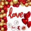 Happy Birthday/ Anniversary Decoration Kit Combo (Pack of 67),Red Love foil , Red Heart Foil , HD Metallic 10 Inch Red and Gold 60 Pcs Balloons for Girl Boys Husband Wife