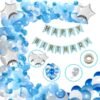 Boys Happy Birthday Balloon Banner Decoration Kit Combo (Pack of 96), 13 Letters (Pink) + HD Metallic 10 Inch Dark Pink, Light Pink & White Balloons Balloons 90 Pcs Balloons  for Girl Kids Baby First Birthday Decoration, Decoration for Weddings, Engagement, Baby Shower, 1st Birthday, Anniversary Party, Theme Blue