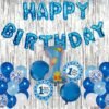 Baby boy first 1st happy birthday party decorations combo kit set star print bday, fringe foil curtains Confetti , 5 pcs set for Birthday, Love, New Born , Baby Shower Girls First ,1st kids party  (Pack of 23 , Blue Theme)
