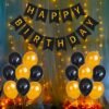 Black Happy Birthday Banner with White Warm Led Light and Balloons Combo 32Pcs for Girls, Wife, Kids, Girl Friend Adult Birthday Party Decorations Indoor-Outdoor Party