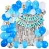 Birthday Decorations kit for Boys - 42pcs Combo Sets - Blue Happy Birthday Banner Silver Foil Curtain Metallic Confetti Balloons for Boys Adult Husband / Birthday Decoration for Boys