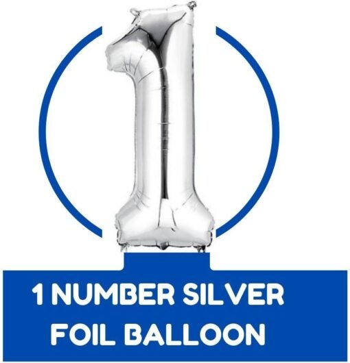 Girls Boys Happy Birthday Balloons Decoration Kit Combo ,13 letter banner ,Twelve Months Banner, 1 Number Foil, Silver Star Foil ,60 Pcs Metallic Balloons for Girl Boys Kids Baby First Birthday Decoration, Decoration for 1st Birthday ( Dark Blue Silver White Theme ,Pack of 67) - Image 3