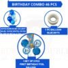 Solid First Birthday Decoration items for boys 1 Number Balloon set (Pack of 1) ,Glue Dot, 40 Pcs HD Metallic Latex Balloons Girls Kids Men Women Baby First Birthday 1st Anniversary ( Blue Silver White Theme ,Pack of 46)