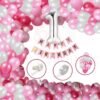 Girls Boys Happy Birthday Balloons Decoration Kit Combo ,13 Letters Happy birthday Banner, One Number Foil, Arch , Glue Dot, 60 Pcs HD Metallic Balloons for Girl Boys Kids Baby First Birthday Decoration, Decoration for Baby Shower, 1st Birthday ( Pink White Theme ,Pack of 64)