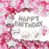 Girls Boys Happy Birthday Balloons Decoration Kit Combo ,13 Letters Happy birthday foil, Silver Star Foil, Arch , Glue Dot, 75 Pcs HD Metallic Balloons for Girl Boys Kids Baby First Birthday Decoration, Decoration for Girl Birthday( Pink White Theme ,Pack of 80)