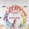 Girls Boys Happy Birthday Pastel Balloons Decoration Kit Combo Silver Star Foil, Arch , 63 Pcs HD Metallic Pastel Balloons for Kids, Baby, First, Unicorn, 1st , 2nd , 18th , 16th, 21th Birthday( Multicolor ,Pack of 66)