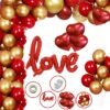 Happy Birthday/ Anniversary Decoration Kit Combo (Pack of 67),Red Love foil + Red Heart Foil+ HD Metallic 10 Inch Red and Gold 60 Pcs Balloons for Girl Boys Husband Wife