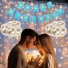 Happy Birthday Balloons Decoration Kit Combo ,13 Letters Banner, Fairy Light, Confetti Balloons  For Husband Wife Girls Boys Decoration for Surprise Home Party kids Fisrt ( Blue Gold Theme ,Pack of 3)