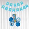 Happy Birthday Balloons Decoration Kit Combo , 13 Letters Blue Banner , 1 Set of 5 Pcs First Birthday Foil , party items Baby Kids 1st Bday Gift (Pack of 2 )