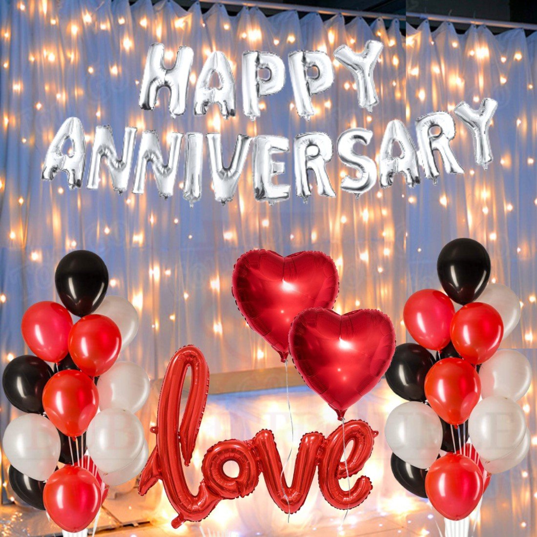 Bubbletrouble In Solid Happy Anniversary Decoration Combo Items Letters Anniversary Foil