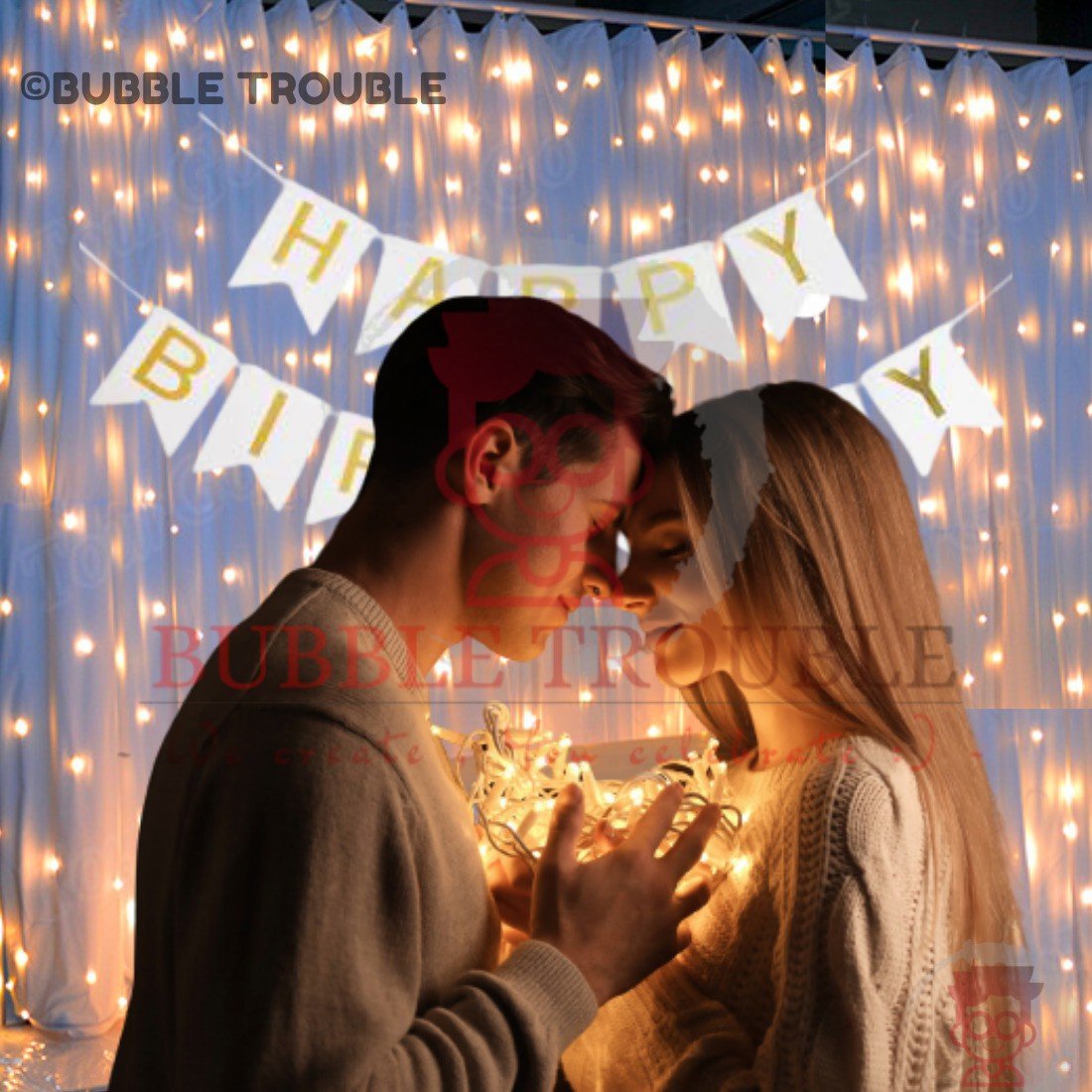White Happy Birthday Banner With Fairy Light Combo (Set of 2) For Birthday Decoration for Boys, Girls, Boyfriend, Girlfriend, Husband,Kids Bday Celebrations,Bunting Tags,Flag Decorative Items Banner - Image 3