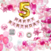 Girls Happy Birthday Balloon Banner Decoration Kit Combo (Pack of 61), 13 Letters (Pink) + 5 No Gold foil for Girl Kids Baby First Birthday Decoration for Baby Shower, 3rd Birthday, Pink Balloon  (Pack of 61)