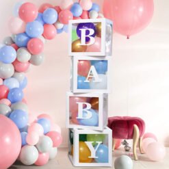 Baby Balloon Box for Baby Shower Decoration - Multicolour - Pack of 64