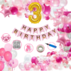 Girls Happy Birthday Balloon Banner Decoration Kit Combo (Pack of 62), 13 Letters (Pink) + 3 No Gold foil for Girl Kids Baby First Birthday Decoration for Baby Shower, 3rd Birthday, Pink Balloon  (Pack of 62)