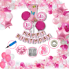 Girls Happy Birthday Balloon Banner Decoration Kit Combo (Pack of 62) 13 Letters (Pink) + Dark Pink, Light Pink & White Balloons for Girl Kids Baby First Birthday Decoration Baby Shower, 1st Birthday, Pink Balloon  (Pack of 62)