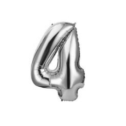 English Alphabet Letters A-Z and Numbers 0-9 in 16 inch SilverFoil Letter Balloons for Party Decoration Select & Make Your Own Custom Phrase Silver Foil Letters (Number "4" Silver)