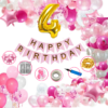 Girls Happy Birthday Balloon Banner Decoration Kit Combo (Pack of 63), 13 Letters (Pink) + 4 No Gold foil for Girl Kids Baby First Birthday Decoration for Baby Shower, 3rd Birthday, Pink Balloon  (Pack of 63)
