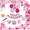 Girls Happy Birthday Balloon Banner Decoration Kit Combo (Pack of 63) 13 Letters (Pink) + Dark Pink, Light Pink & White Balloons for Girl Kids Baby First Birthday Decoration for  Baby Shower, 1st Birthday, Pink Balloon (Pack of 63)