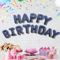 Happy Birthday Foil Balloon, 16 Inch Mylar Foil Letters Birthday Sign Banner Balloon Bunting Reusable Ecofriendly Material for Girls Boys Kids & Adults Birthday Decorations and Party Supplies - Blue