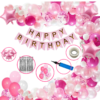 Girls Happy Birthday Balloon Banner Decoration Kit Combo (Pack of 61), 13 Letters (Pink) + Dark Pink, Light Pink & White Balloons for Girl Kids Baby First Birthday Decoration for Baby Shower, 1st Birthday, Pink Balloon  (Pack of 61)