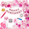 Girls Happy Birthday Balloon Banner Decoration Kit Combo (Pack of 63) 13 Letters (Pink) + Dark Pink, Light Pink & White Balloons for Girl Kids Baby First Birthday Decoration for  Baby Shower, 1st Birthday, Pink Balloon (Pack of 63)
