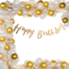 Happy Birthday Decoration Kit Pack of 66 Combo with 40 Pc White Metalic Balloon,  20 Pcs Gold Metalic Balloon, 5 Pcs Confetti Balloon for Kids Baby Birthday Decoration Items