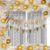 Happy Birthday Decoration Kit Pack of 69 Combo with 40 Pc White Metalic Balloon,  20 Pcs Gold Metalic Balloon, 5 Pcs Confetti Balloon for Kids Baby Birthday Decoration Items