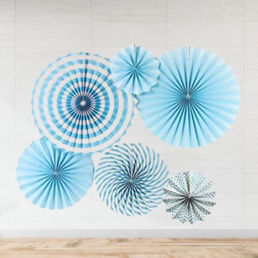 Happy Birthday Decoration Kit Pack of 1 Combo with Paper Fan Set of 6 Pcs (Blue) for Kids & Adults Birthday Decoration Items - Image 3