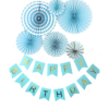Happy Birthday Decoration Kit Pack of 2 Combo with 1 Blue Banner, Paper Fan Set of 6 Pcs (Blue)  for Kids & Adults Birthday Decoration Items