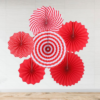 Happy Birthday Decoration Kit Pack of 1 Combo with Paper Fan Set of 6 Pcs (Red) for Kids & Adults Birthday Decoration Items