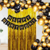 Happy Birthday Decoration Kit Pack of 47 Combo with 1 Pc Black Banner,  1 Pc arch, 20 Pcs Black & 20 Pcs Gold Balloons, 4 Pcs Gold Confetti Balloons for Baby Birthday Decoration Items