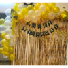 Happy Birthday Decoration Kit Pack of 66 Combo with 1 Pc Black Birthday Banner, 2 Pcs Gold Fringe Foil Curtain, 60 Pcs White Gold Balloons for Kids Birthday Decoration Item