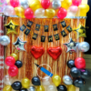 Happy Birthday Decoration Kit Pack of 51 Combo with 1 Pc Black Banner, 2 Pcs Gold Fringe Foil Curtain, 40 Pcs Red, Black, Gold, Silver Balloons for Kids Birthday Decoration Item