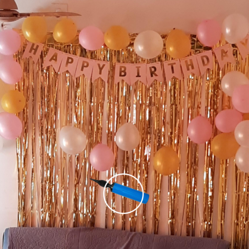 Happy Birthday Decoration Kit Pack of 34 Combo with 1 Pc Peach Happy Birthday Banner, 30 Pcs Light Pink ,Gold, White Balloons for Kids Birthday Decoration Item