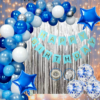 Happy Birthday Decoration Kit Pack of 51 Combo with 1 Pc Blue Banner, 1 Pc Glue Dot, 2 Pcs Blue Star, 10 Pcs Dark Blue, 10 Pcs Light Blue for Kids Birthday Decoration Items