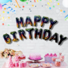 Happy Birthday Foil Balloon, 16 Inch Mylar Foil Letters Birthday Sign Banner Balloon Bunting Reusable Ecofriendly Material for Girls Boys Kids & Adults Birthday Decorations and Party Supplies - Multi