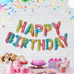 Happy Birthday Foil Balloon, 16 Inch Mylar Foil Letters Birthday Sign Banner Balloon Bunting Reusable Ecofriendly Material for Girls Boys Kids & Adults Birthday Decorations and Party Supplies - Multi