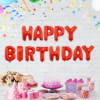 Happy Birthday Foil Balloon, 16 Inch Mylar Foil Letters Birthday Sign Banner Balloon Bunting Reusable Ecofriendly Material for Girls Boys Kids & Adults Birthday Decorations and Party Supplies - Red