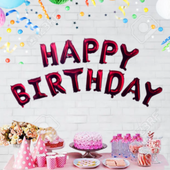 Happy Birthday Foil Balloon, 16 Inch Mylar Foil Letters Birthday Sign Banner Balloon Bunting Reusable Ecofriendly Material for Girls Boys Kids & Adults Birthday Decorations and Party Supplies - Red