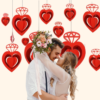 Diamond cut foil Paper Heart Hanging 12 pcs in one Pack (Pack of 1)