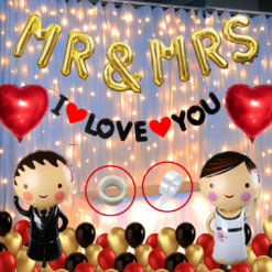 Mr & Mrs I love you banner Balloon Decoration kit for Valentine Engagement Wedding Anniversary Reception for couple (Pack of 56)