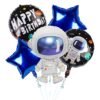 happy Birthday Astronaut Theme / Space Theme Birthday Decoration / Kids Birthday Foil Balloon / Robot Foil / Happy Birthday Round Balloon - Pack of 5