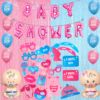 Baby shower props for photoshoot decoration items 43 Pcs Combo with baby shower foil balloon , it?s a girl , it?s a boy balloons , baby shower propsfor mom to be dad to be family props